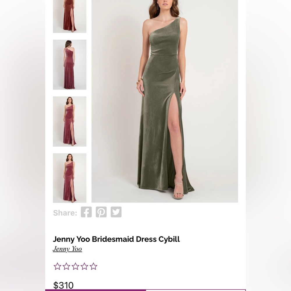 Jenny Yoo Cybill Velvet Dress in Sage Green